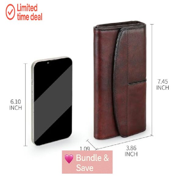 Large Capacity Leather Wallet Clutch Organizer with 18 Card Slots - Picture 7 of 8